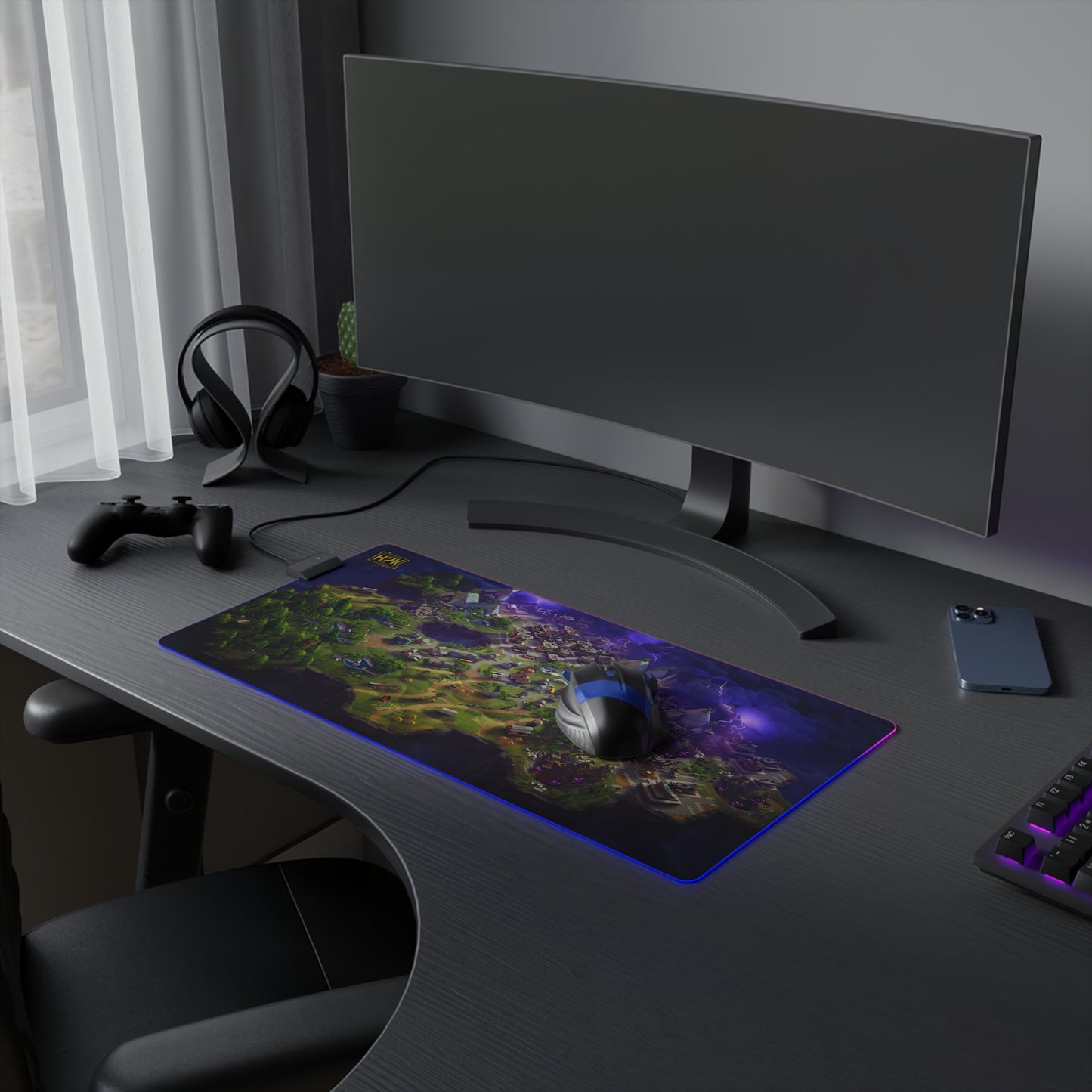 Fortnite Map H2K RGB LED Gaming Mouse Pad