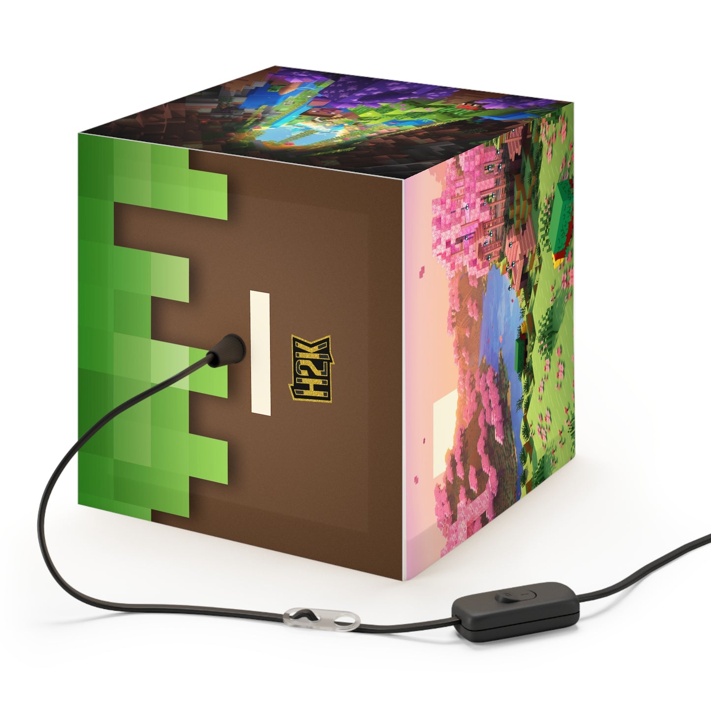 H2K Minecraft Light Cube Lamp, Gaming Decor, Unique Bedroom Light, Kids Room Decor, Video Game Gift, Vibrant Hanging Lamp