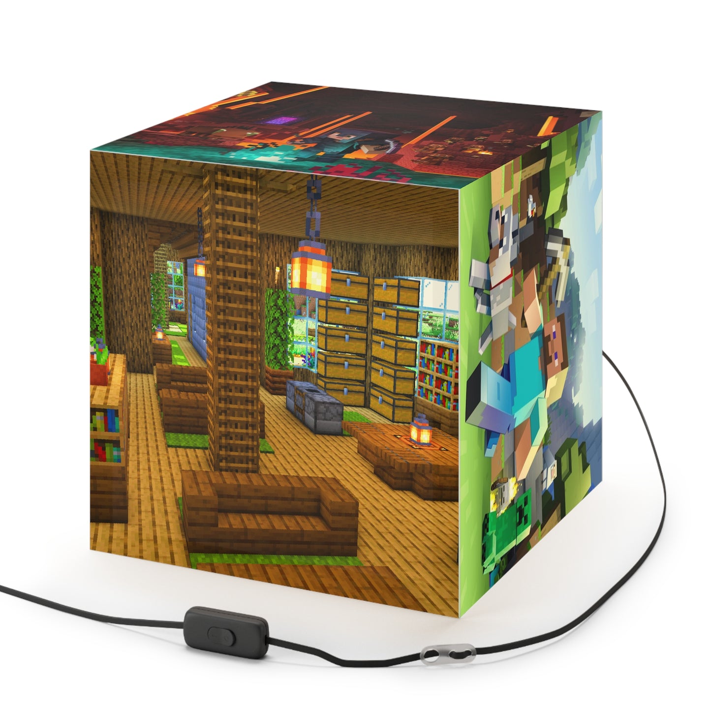 H2K Minecraft Light Cube Lamp, Gaming Decor, Unique Bedroom Light, Kids Room Decor, Video Game Gift, Vibrant Hanging Lamp