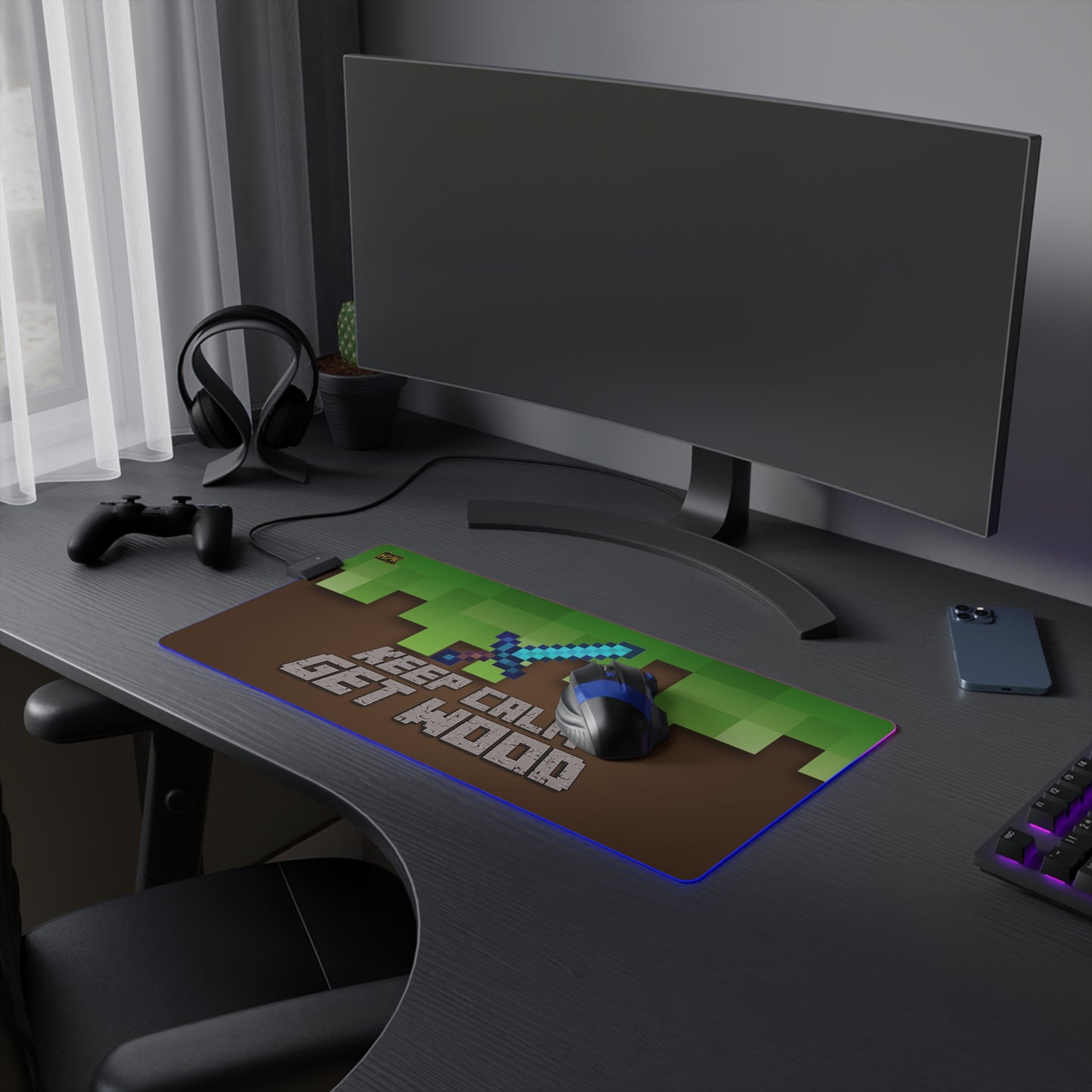Keep Calm Get Wood H2k LED Gaming Mouse Pad