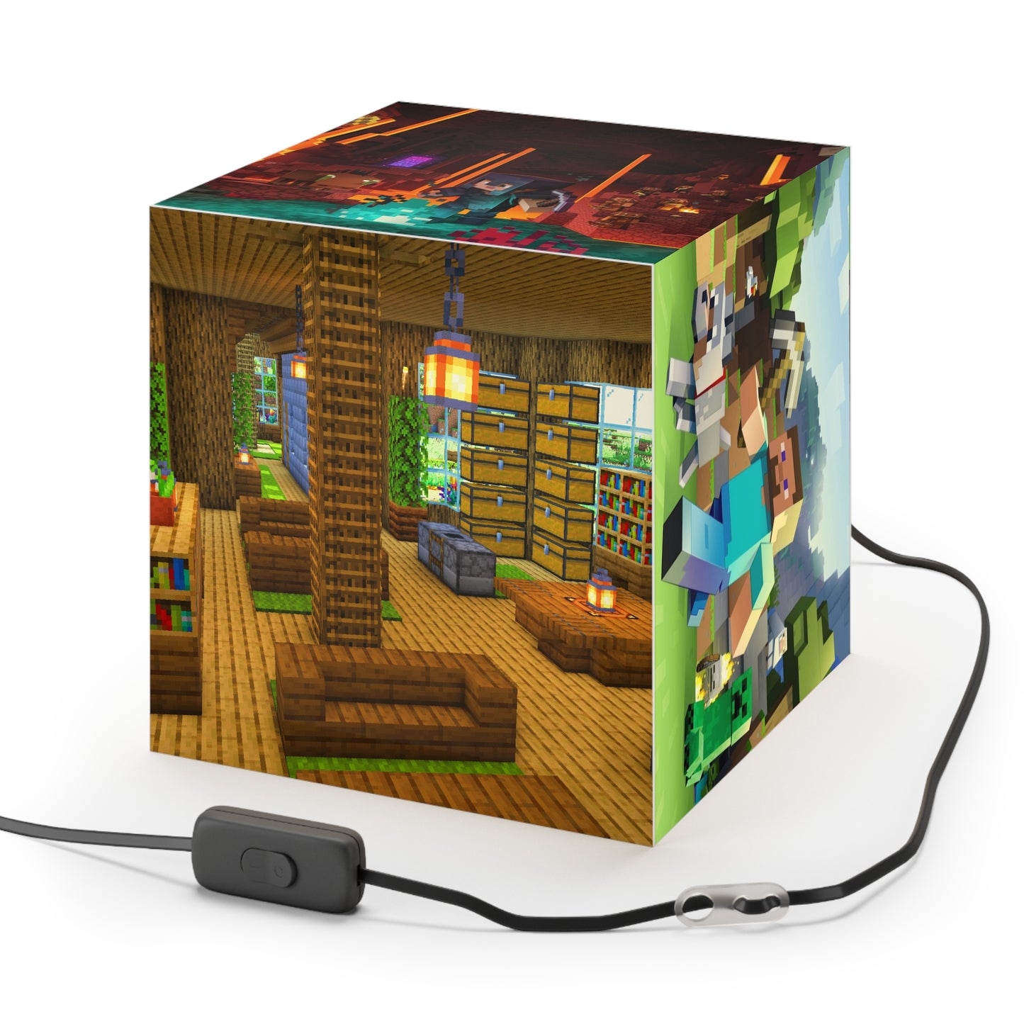 H2K Minecraft Light Cube Lamp, Gaming Decor, Unique Bedroom Light, Kids Room Decor, Video Game Gift, Vibrant Hanging Lamp
