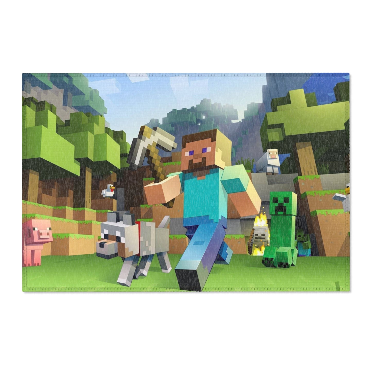 Minecraft-Themed Area Rug for Gamers