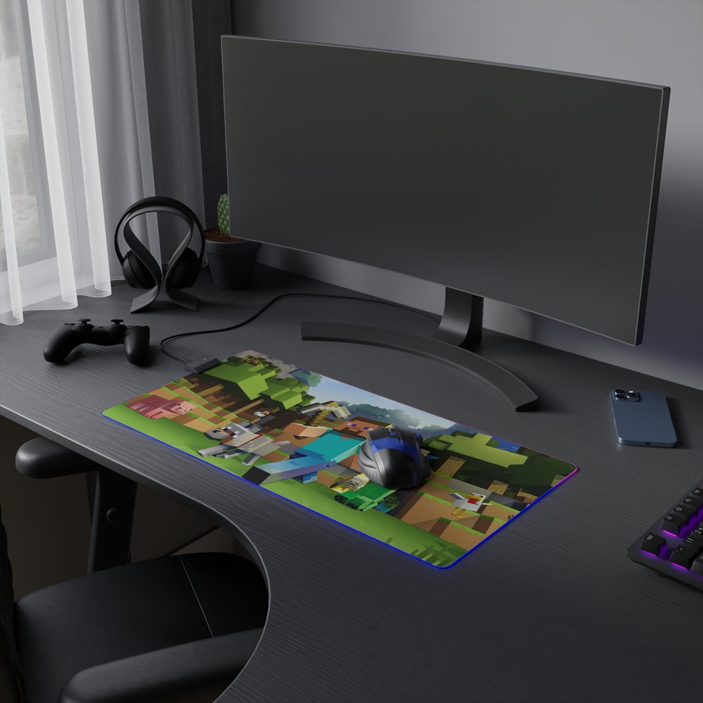 H2K Minecraft adventure LED Gaming Mouse Pad