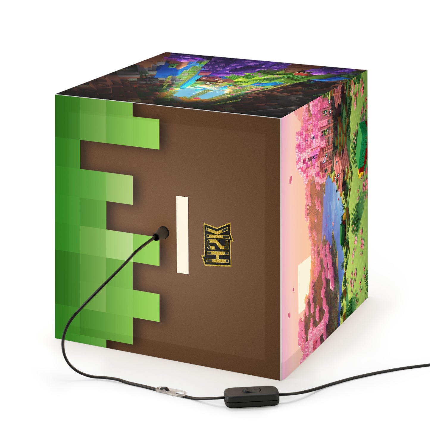 H2K Minecraft Light Cube Lamp, Gaming Decor, Unique Bedroom Light, Kids Room Decor, Video Game Gift, Vibrant Hanging Lamp