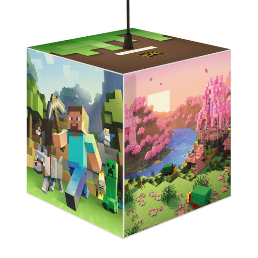 H2K Minecraft Light Cube Lamp, Gaming Decor, Unique Bedroom Light, Kids Room Decor, Video Game Gift, Vibrant Hanging Lamp